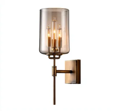 Applique - metallo - vetro - 20x12x45 cm - oro antico - adatta per soggiorno - camera - design classico-Framearo