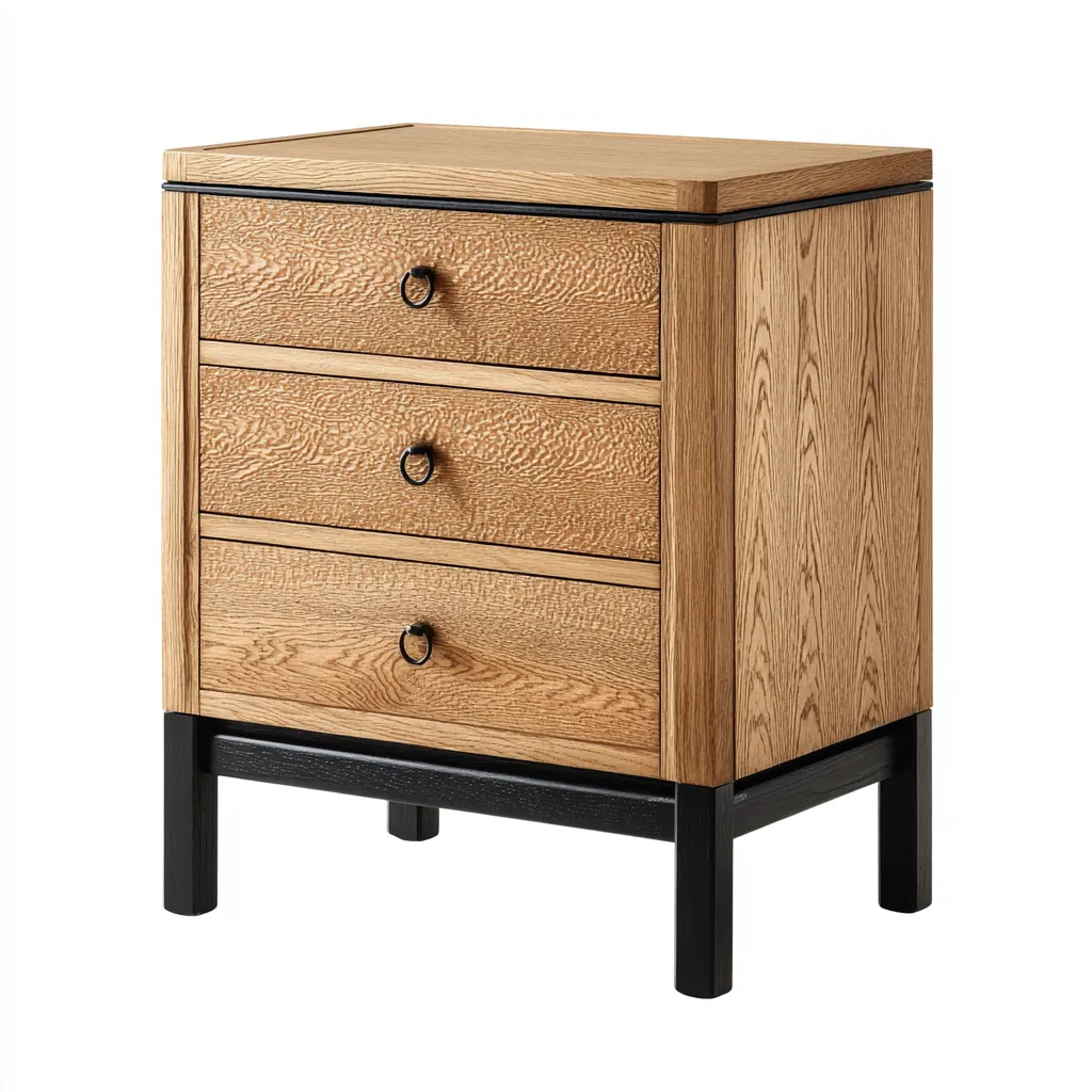 Comodino legno 50x40x62 cm - rovere - nero - per camera da letto - design contemporaneo-Framearo