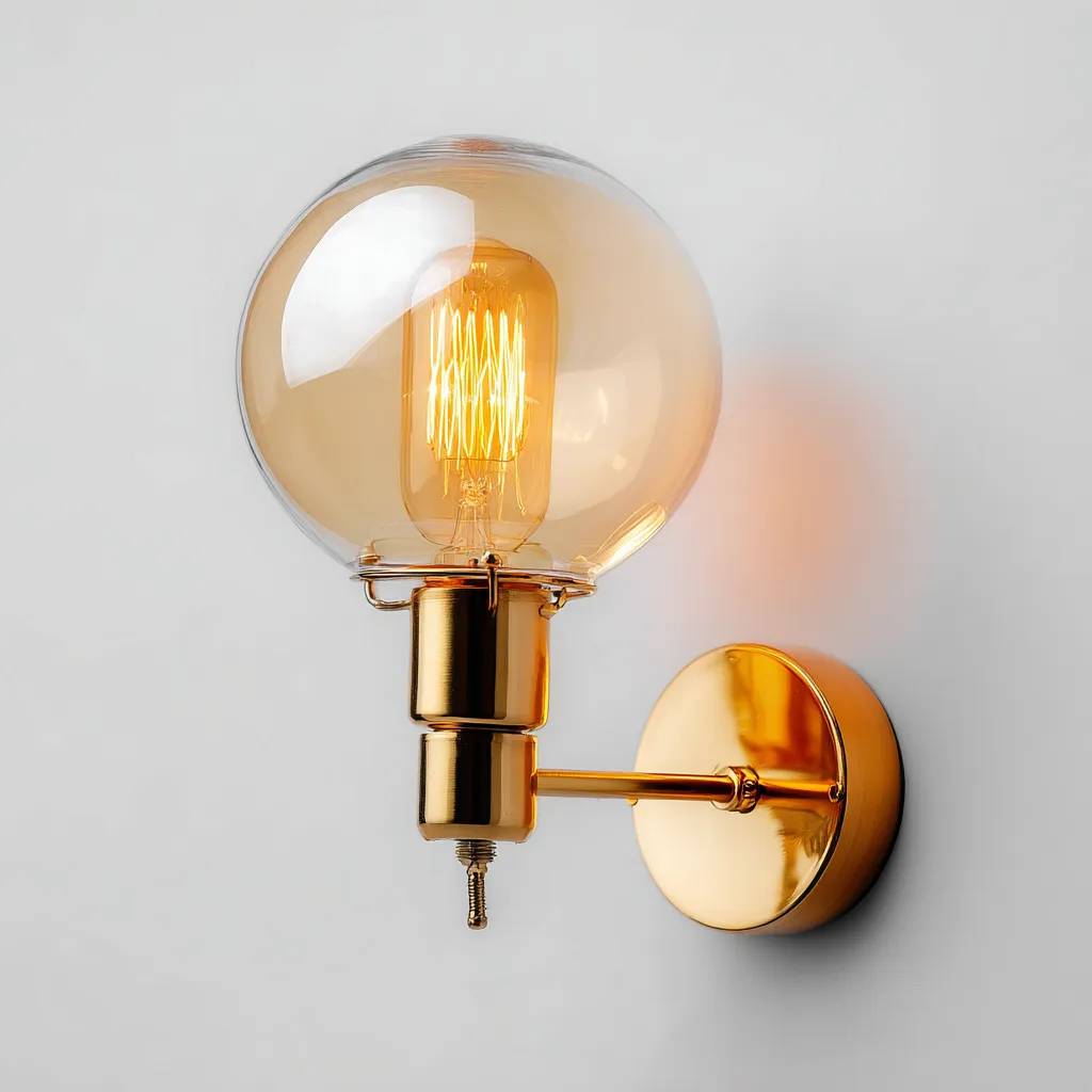 Applique - metallo - vetro - 18x20x22 cm - oro - ambra - adatta per soggiorno - design moderno-Framearo