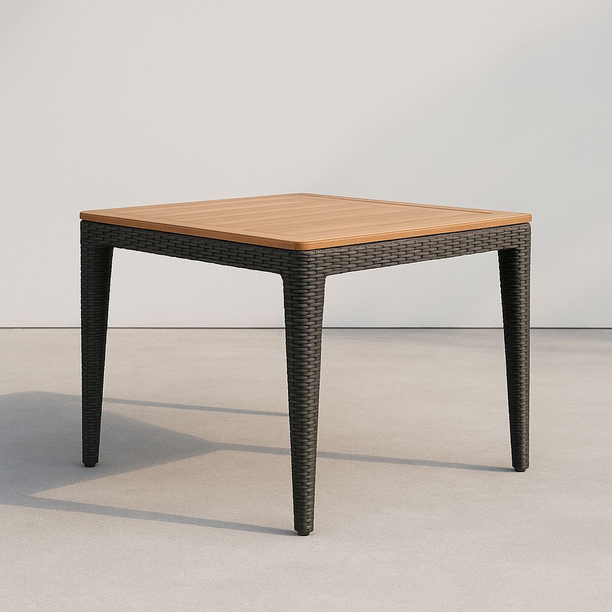 Outdoor-Tisch quadratisch Teakholz Aluminiumgeflecht 90x90x75 cm