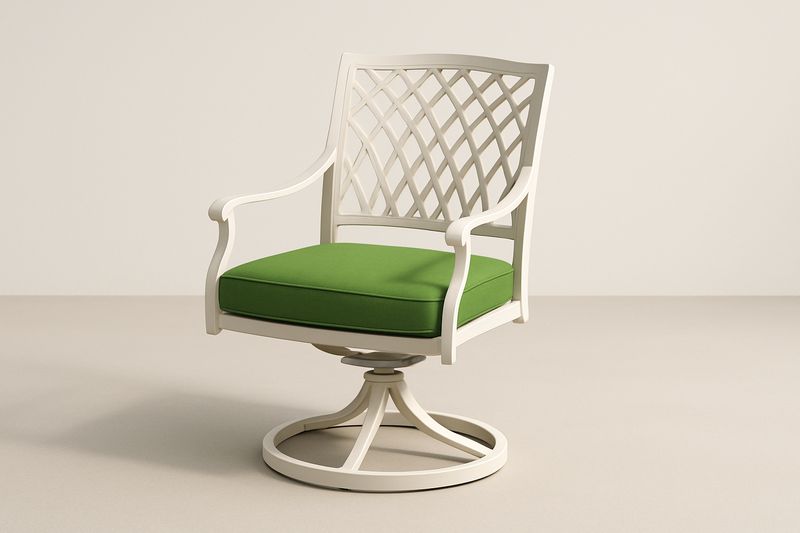Outdoor-Drehstuhl aus Aluminium mit Polyesterkissen, Weiß/Grün