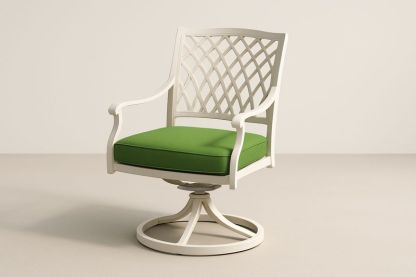 Outdoor-Drehstuhl aus Aluminium mit Polyesterkissen, Weiß/Grün