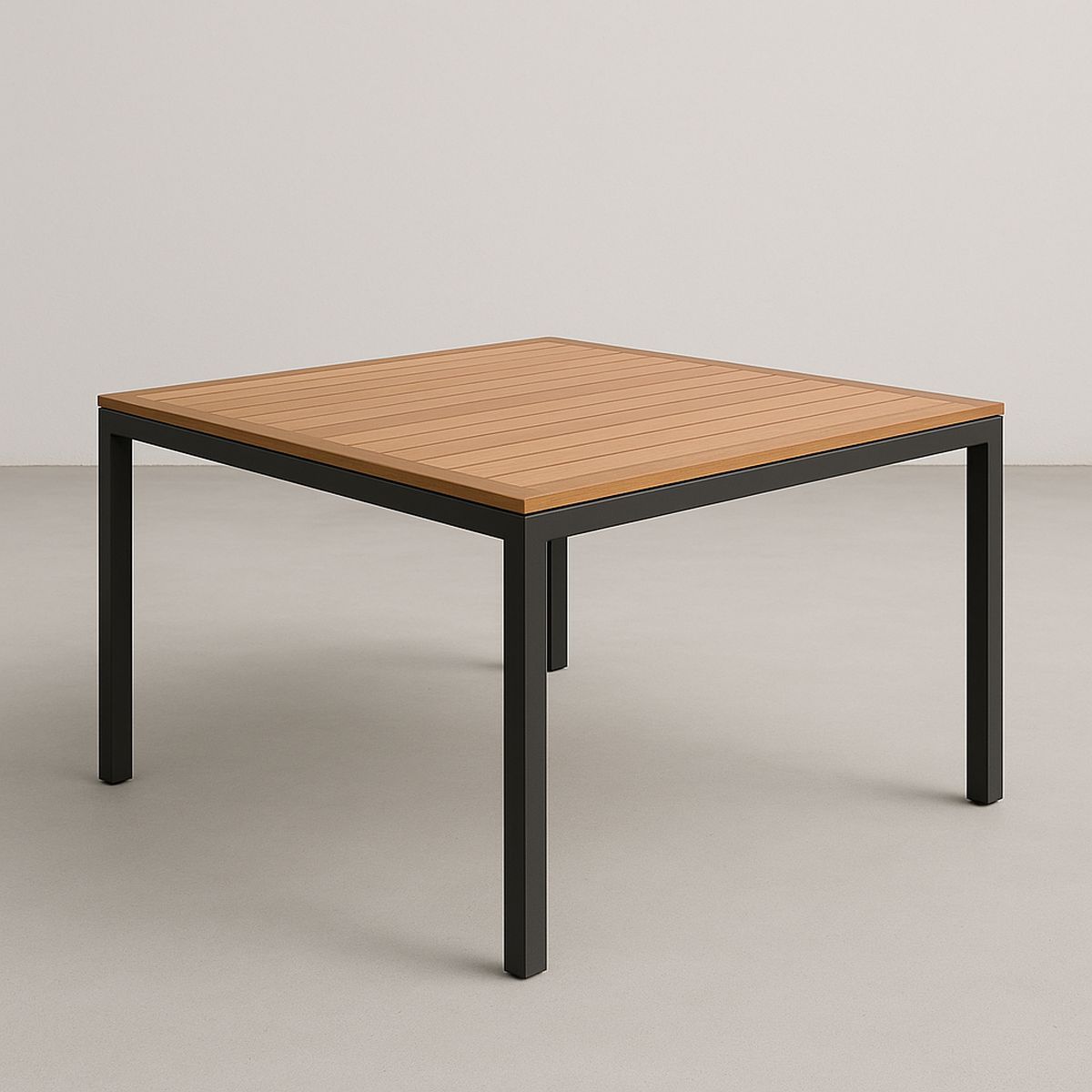 Quadratischer Gartentisch Aluminium Holzoptik 90 cm