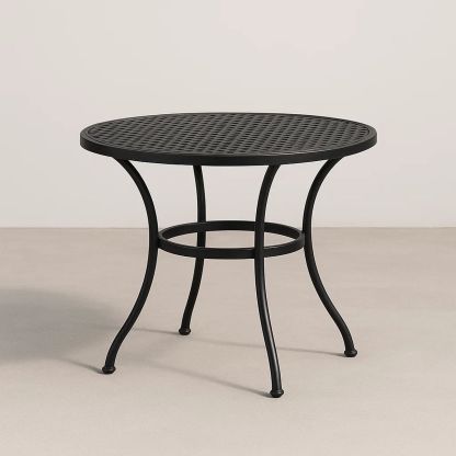 Runder Metall-Gartentisch mit Gitterdesign Durchmesser 90 cm Schwarz