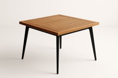 Outdoor-Gartentisch quadratisch aus Teakholz mit Aluminiumrahmen