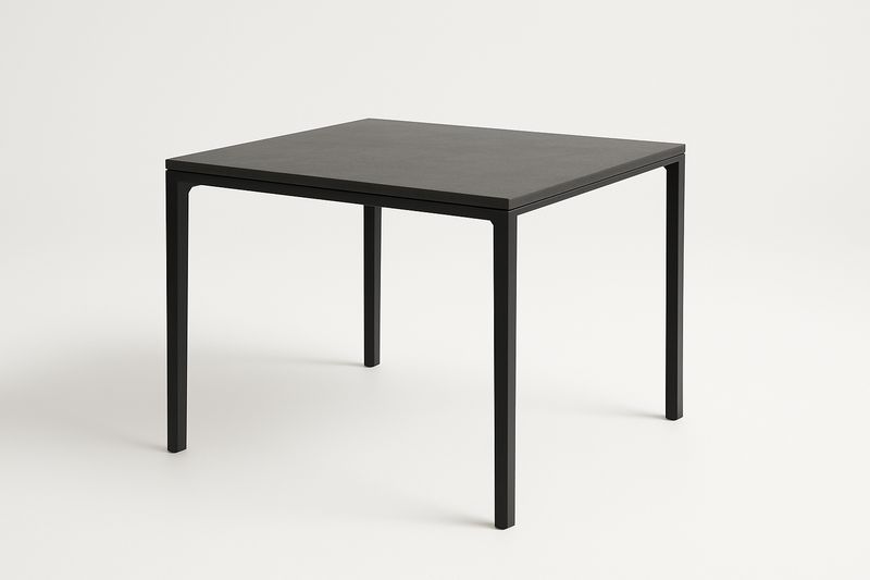 Garten-Gartentisch quadratisch aus Holzwerkstoff mit Stahlrahmen, Schwarz 80x80x75 cm(LxBxH)