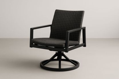 Outdoor-Drehsessel aus Aluminium mit Polyesterkissen, Dunkelgrau