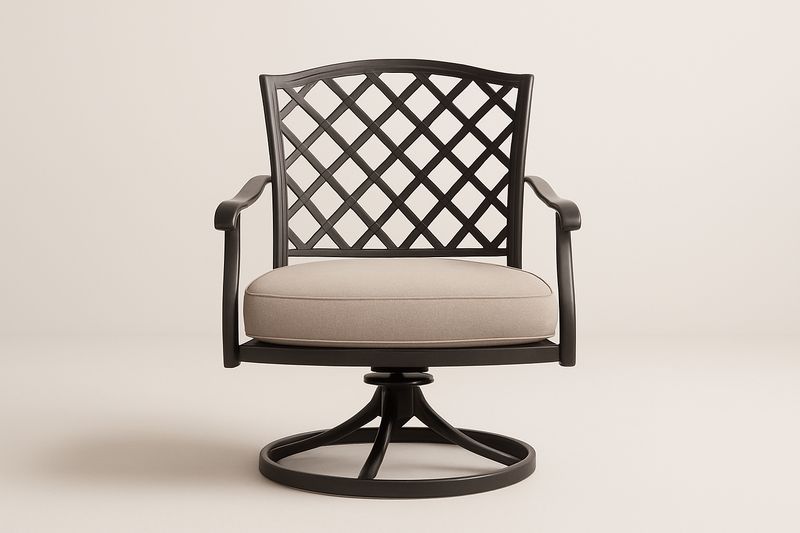 Outdoor-Drehsessel mit Aluminiumarmlehnen und Sitzkissen, Taupe