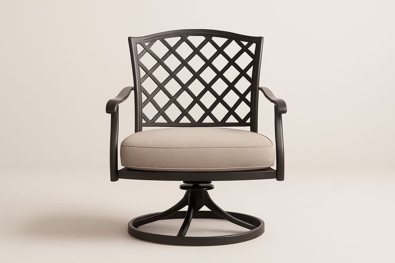 Outdoor-Drehsessel mit Aluminiumarmlehnen und Sitzkissen, Taupe