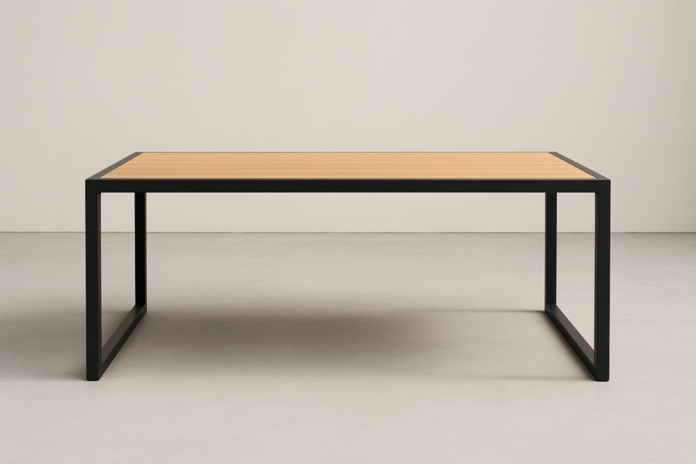 Tavolo Rettangolare 200x100x75 cm in Teak e Alluminio Verniciato Nero-Levorinta