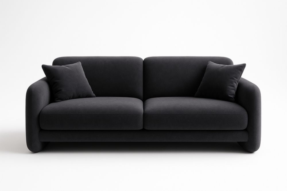 Divano in poliestere nero con cuscini lavabili-Levorinta