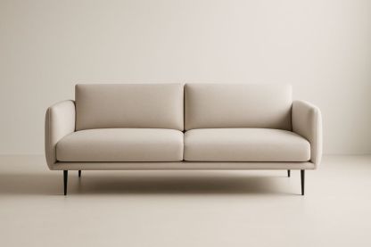 Divano in tessuto poliestere beige con struttura in alluminio, con cuscini lavabili-Levorinta