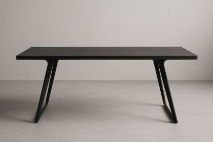 Tavolo Rettangolare in Acciaio Verniciato e Legno impiallacciato Nero 180×90×75 cm-Levorinta