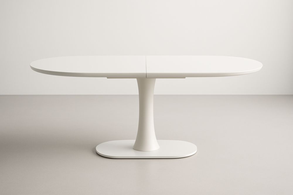 Tavolo ovale allungabile in MDF e alluminio bianco 200x100x75 cm-Levorinta