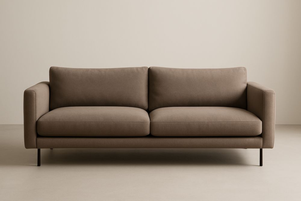 Divano in Tessuto Marrone 200x90x85 cm, con cuscini lavabili-Levorinta