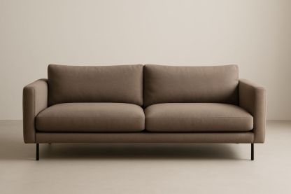 Divano in Tessuto Marrone 200x90x85 cm, con cuscini lavabili-Levorinta