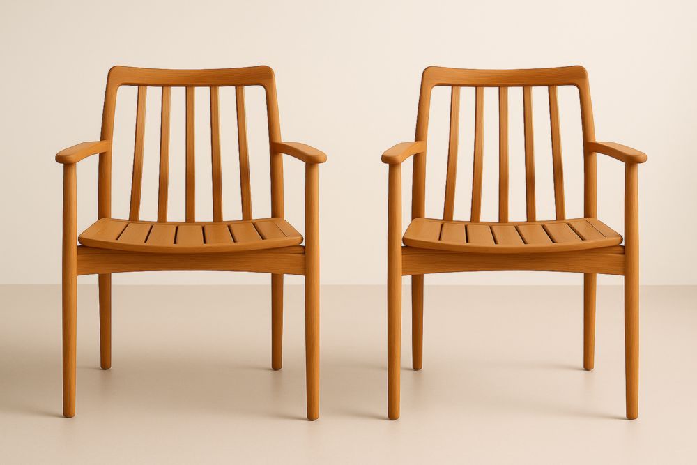 Set di 2 Sedie da Pranzo in Legno di Teak-Levorinta