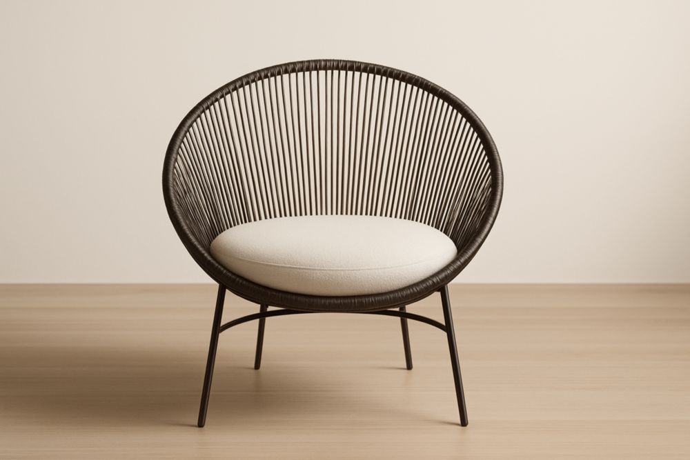 Sedia lounge in rattan in Alluminio con Seduta Imbottita Crema-Levorinta