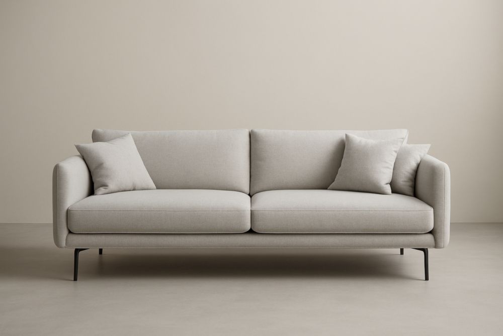 Divano tessuto poliestere Grigio chiaro con cuscini-Levorinta