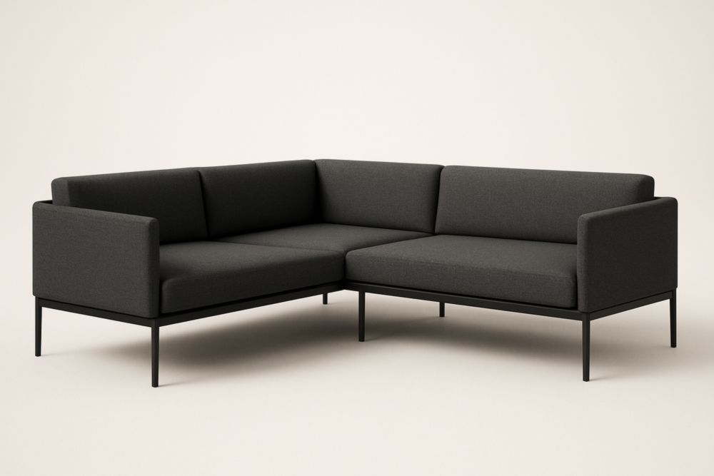 Divano a forma di L in tessuto e alluminio Nero 250x250x70 cm-Levorinta
