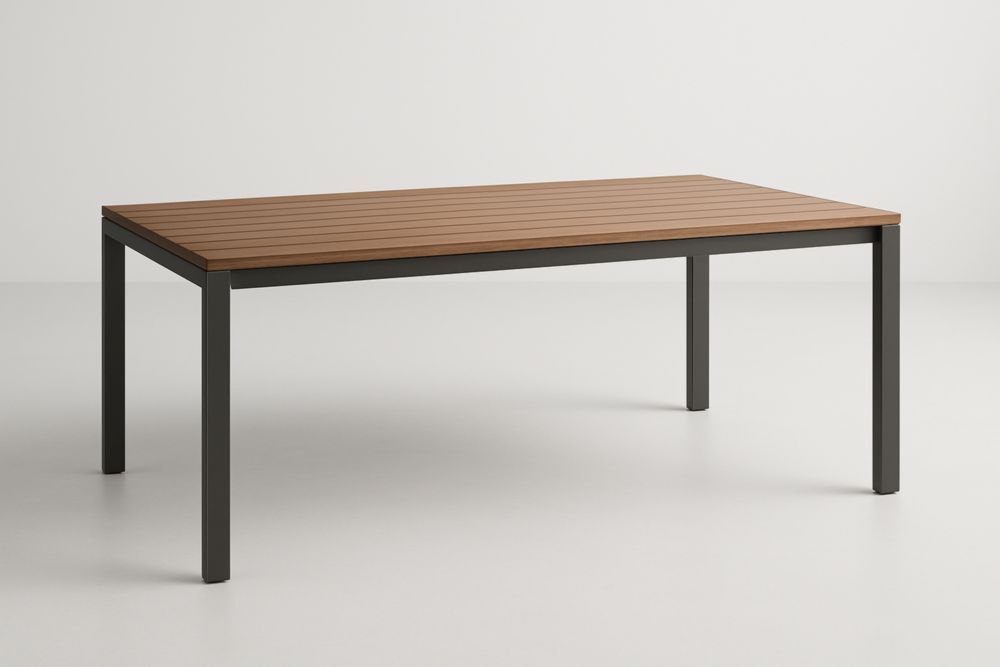 Tavolo da Pranzo Rettangolare in Acciaio Verniciato Nero 200×100×75 cm-Levorinta