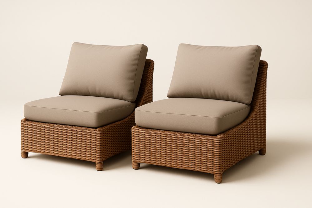 Set di Due Poltrone in Rattan con Cuscini in Poliestere-Levorinta