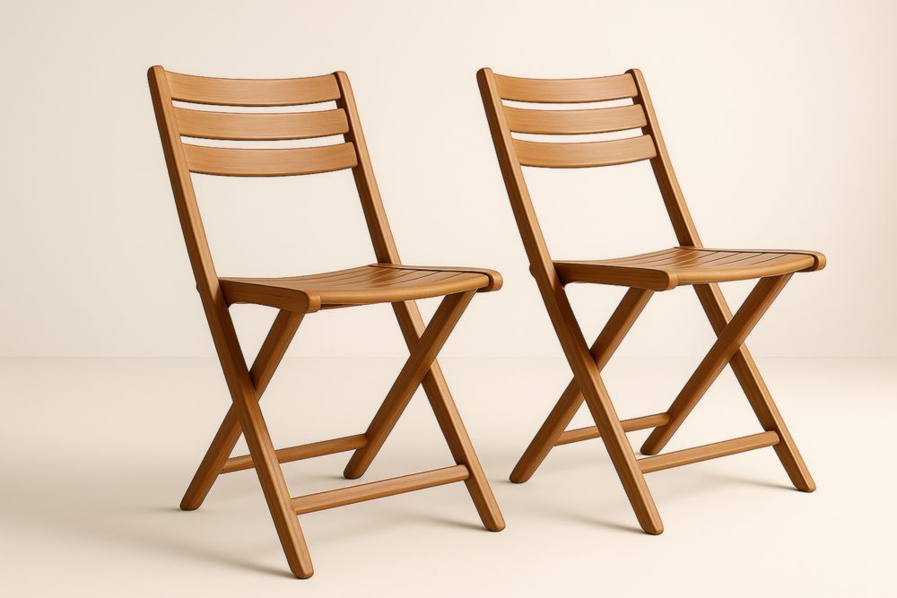 Set di 2 Sedie Pieghevoli in Legno Massello Marrone-Levorinta