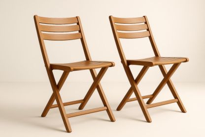Set di 2 Sedie Pieghevoli in Legno Massello Marrone-Levorinta