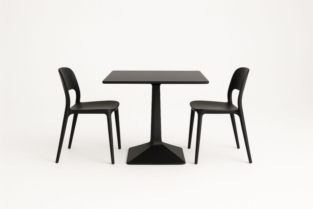 Set tavolo e sedie nere in plastica ABS-Levorinta