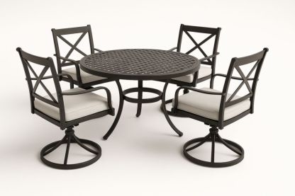 Set tavolo da caffè in alluminio con 4 sedie per esterno, con cuscini-Levorinta