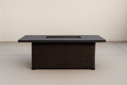 Tavolo da esterno in rattan con piano in pietra rettangolare-Levorinta