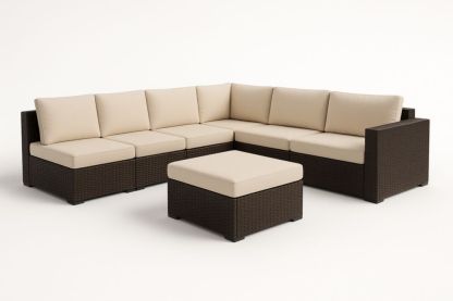 Set Divano Angolare da Esterno in Rattan Sintetico con Cuscini in Poliestere-Levorinta