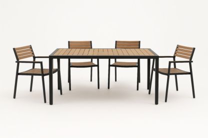 Tavolino da caffè per esterni in legno composito e alluminio nero/marrone-Levorinta