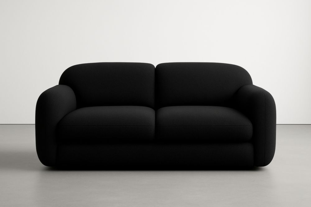 Divano due posti tessuto poliestere nero 180x90x85 cm-Levorinta