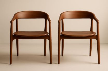 Set di 2 Sedie da Pranzo in Legno Massello Marrone-Levorinta