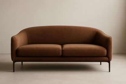 Divano a 2 Posti in Tessuto Marrone con Struttura in Alluminio, con cuscini-Levorinta