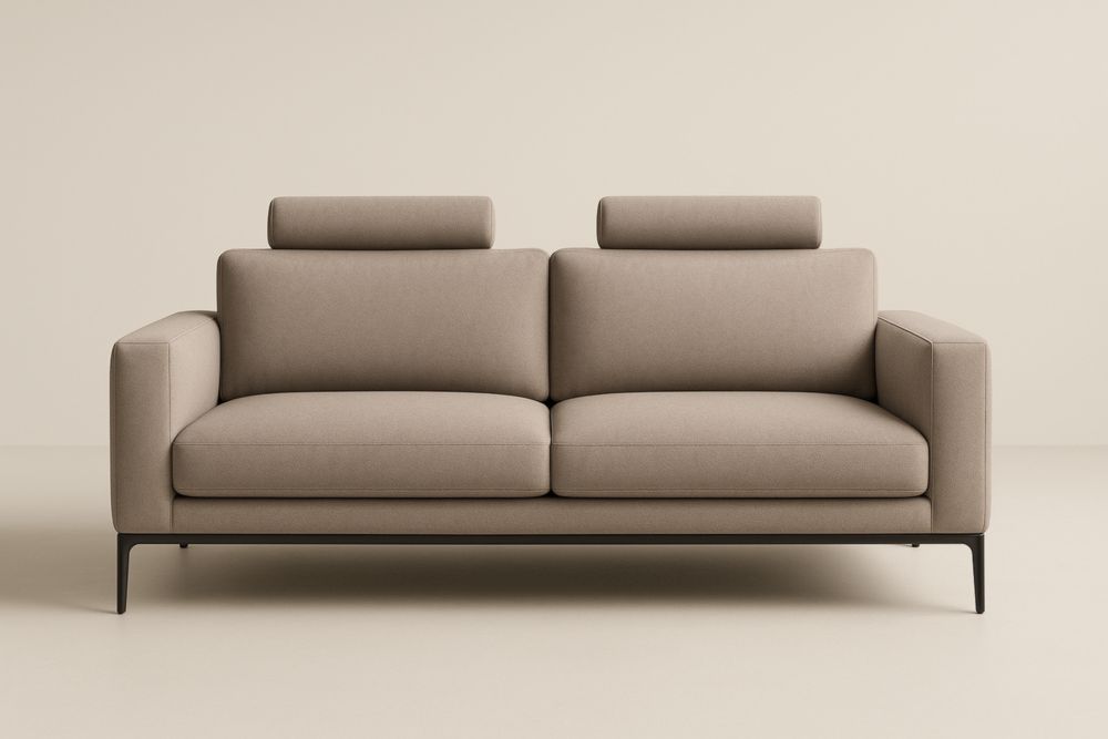 Divano a 2 Posti in Tessuto Beige, con cuscini-Levorinta