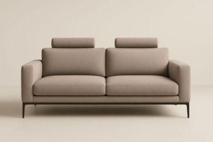 Divano a 2 Posti in Tessuto Beige, con cuscini-Levorinta