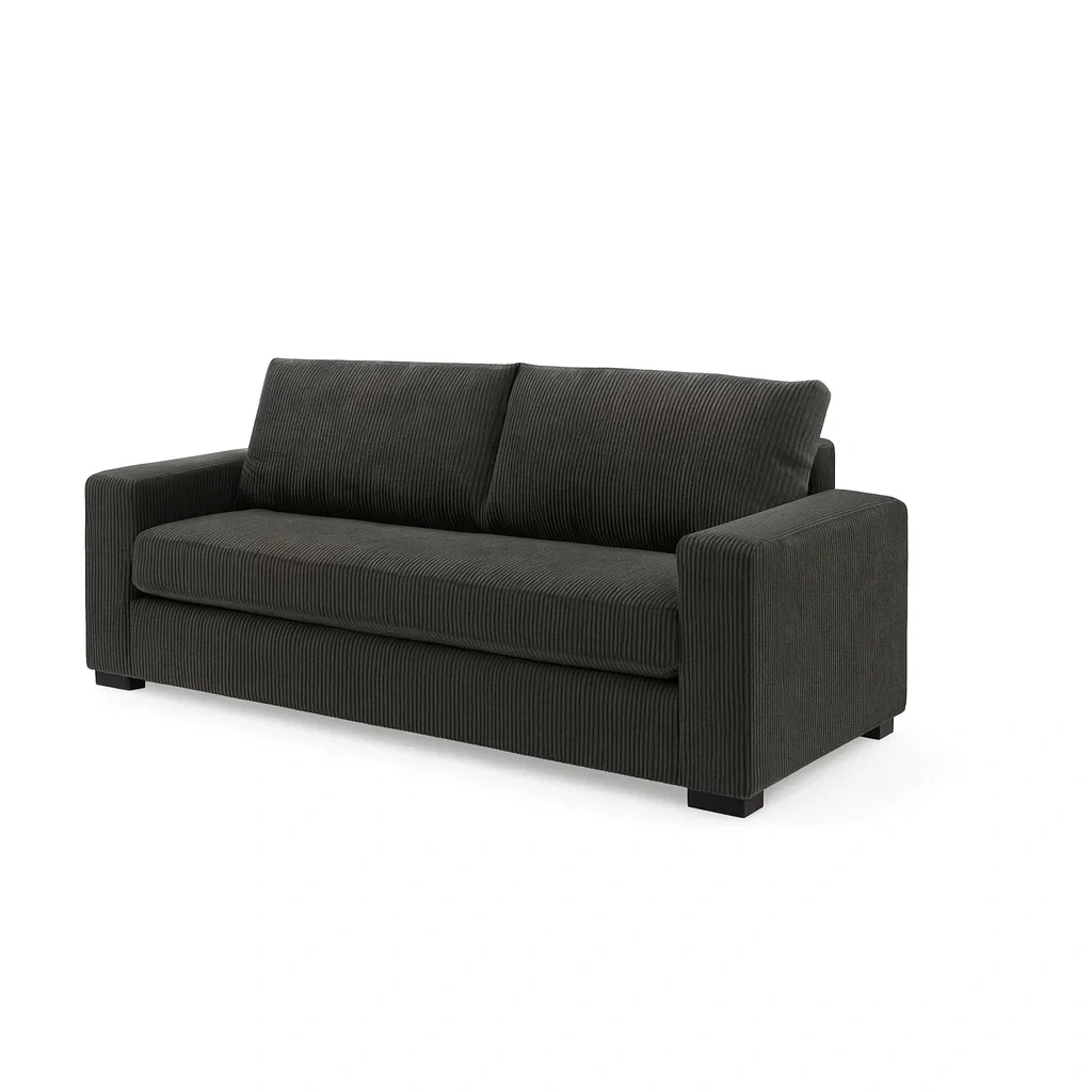 Canapé 3 places en velours côtelé anthracite-Mobistica