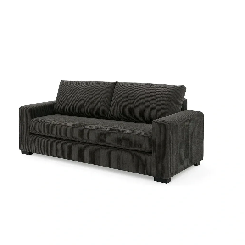 Canapé 3 places en velours côtelé anthracite-Mobistica
