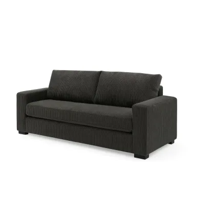 Canapé 3 places en velours côtelé anthracite-Mobistica