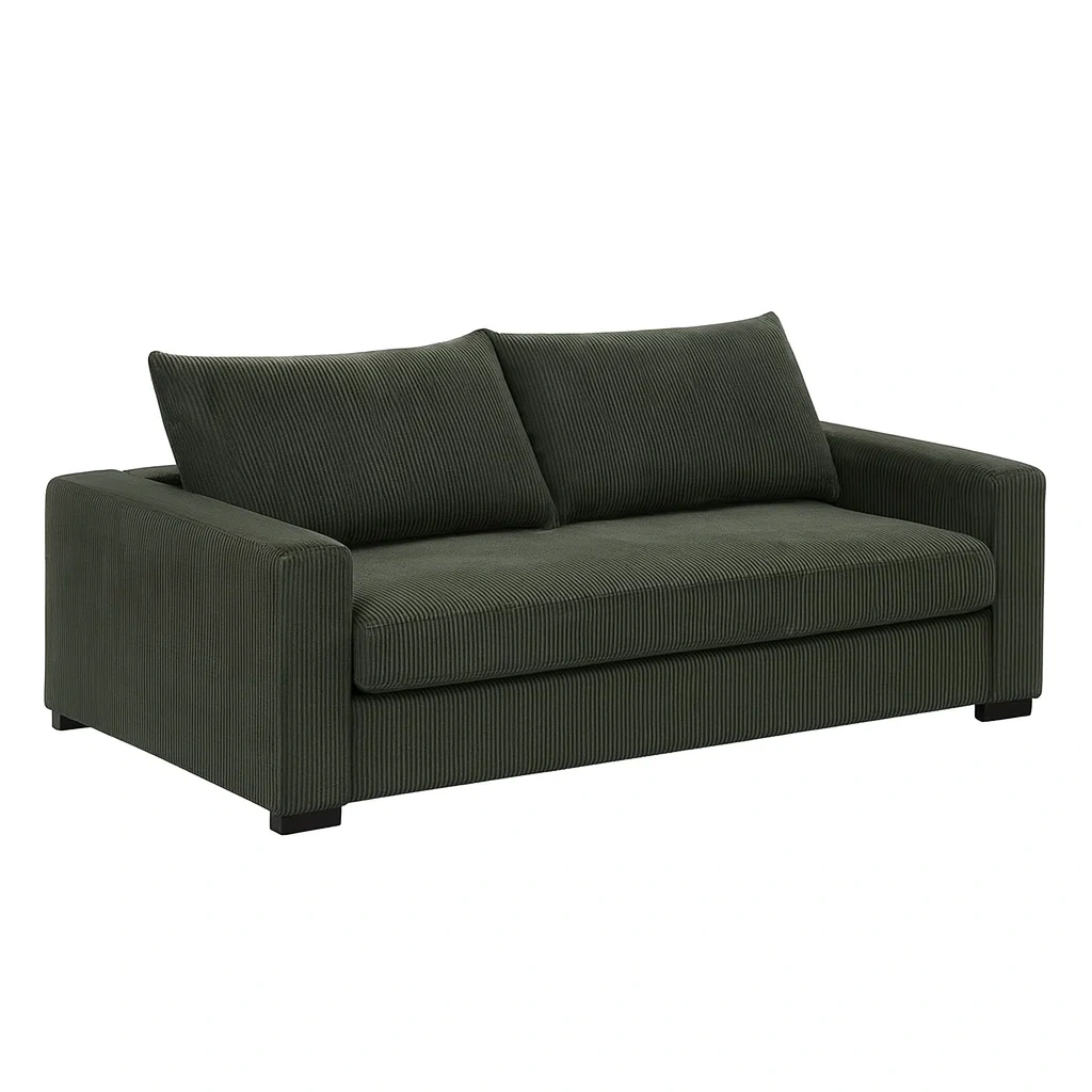 Canapé 3 places en velours côtelé vert-Mobistica