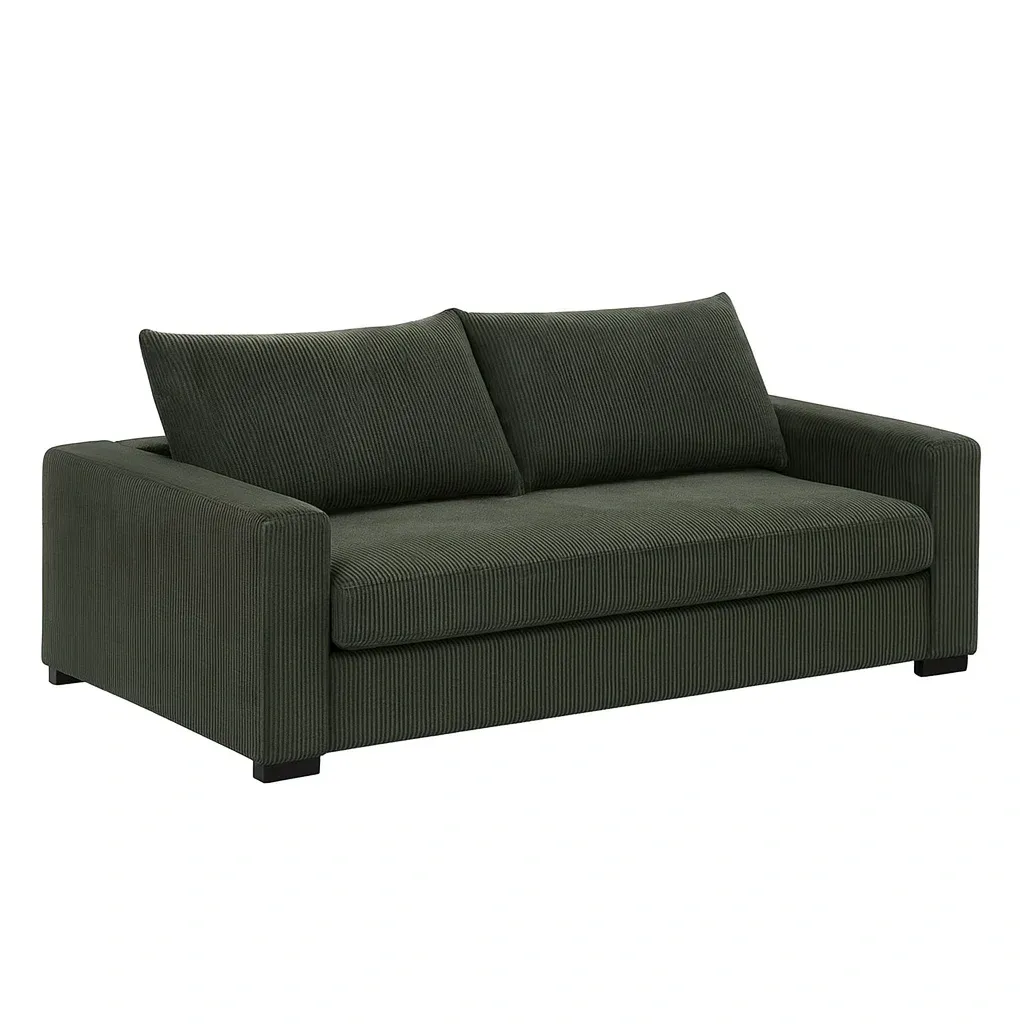 Canapé 3 places en velours côtelé vert-Mobistica