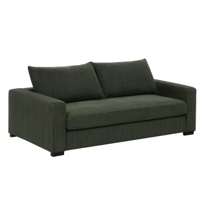 Canapé 3 places en velours côtelé vert-Mobistica