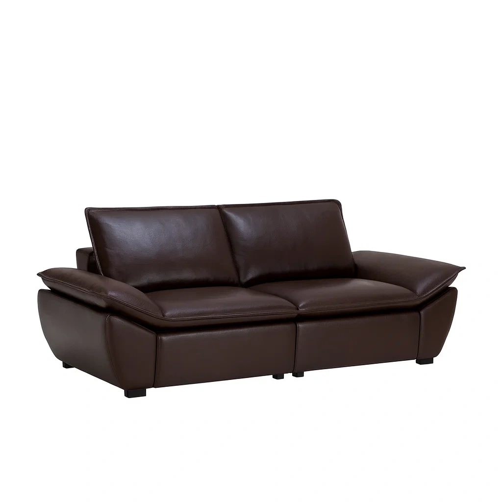 Canapé en cuir 3 places marron-Mobistica