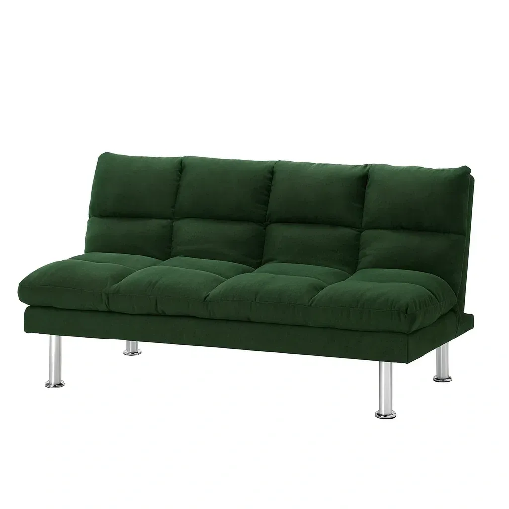Canapé convertible en polyester vert avec pieds en métal-Mobistica
