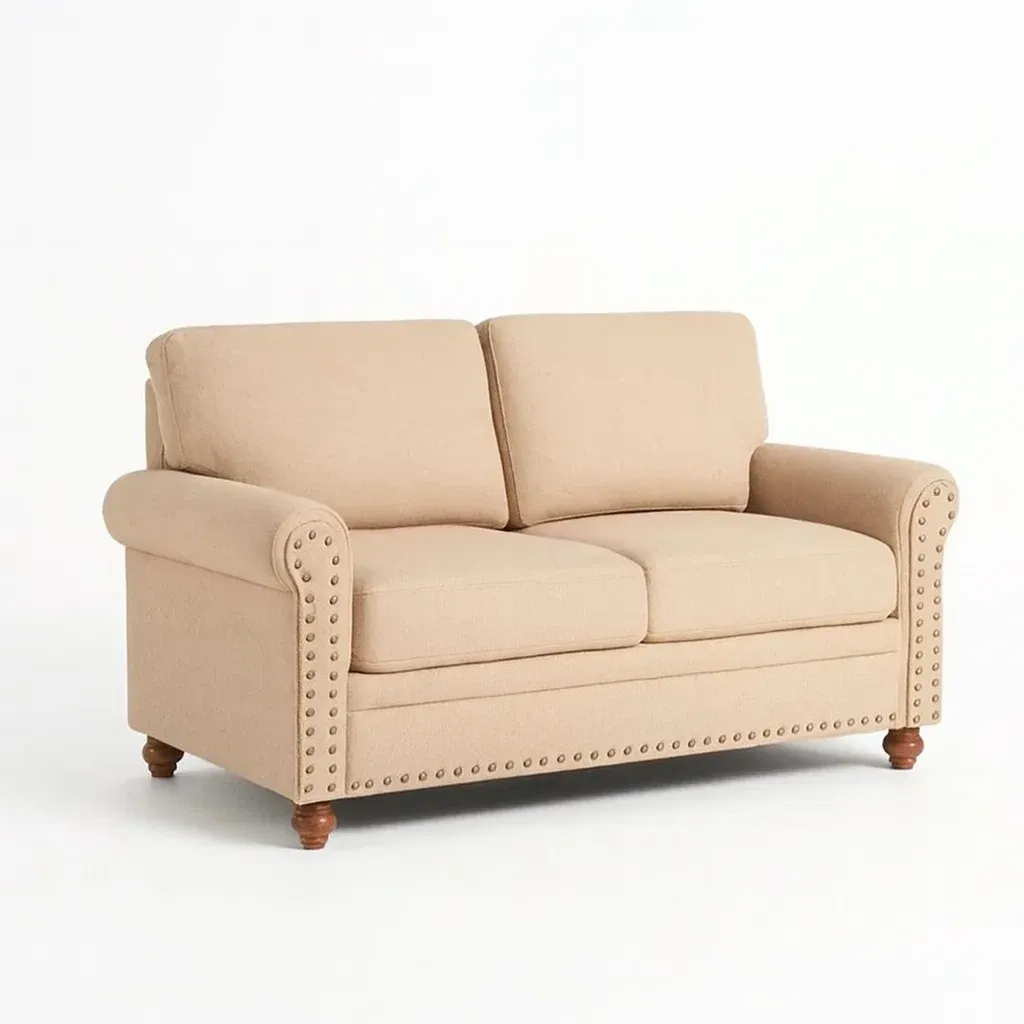 Canapé 2 places en tissu avec pieds en bois-Mobistica