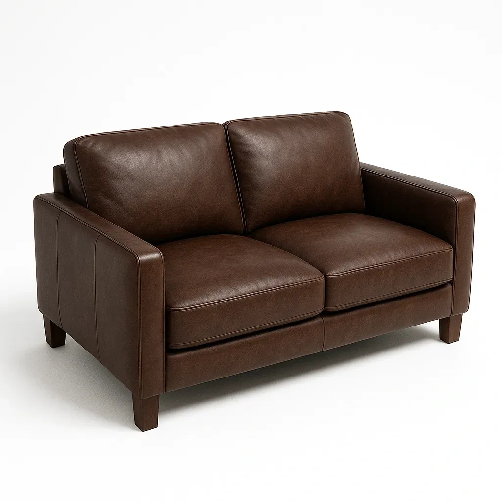 Canapé 2 places cuir marron 150 cm x 85 cm x 88 cm-Mobistica