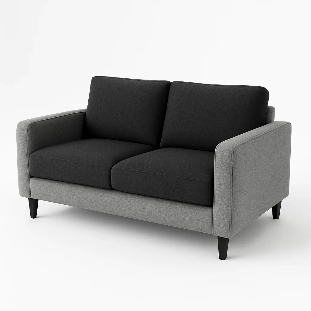 Canapé 2 places tissu polyester gris/noir-Mobistica