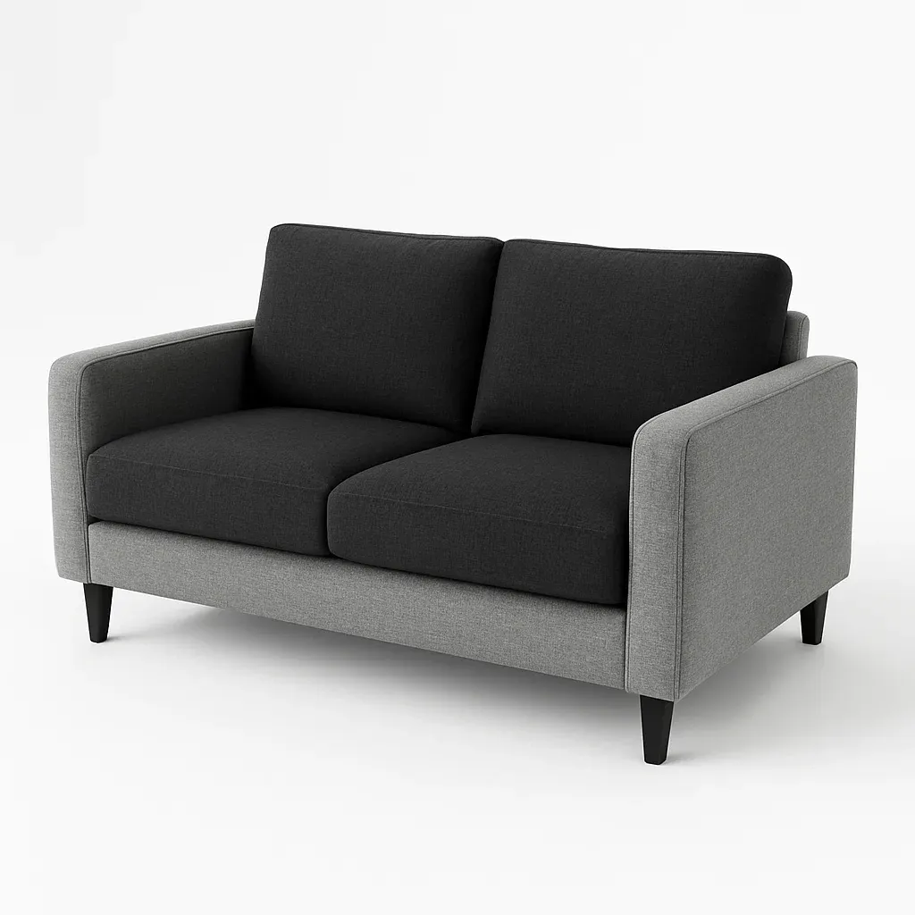 Canapé 2 places tissu polyester gris/noir-Mobistica